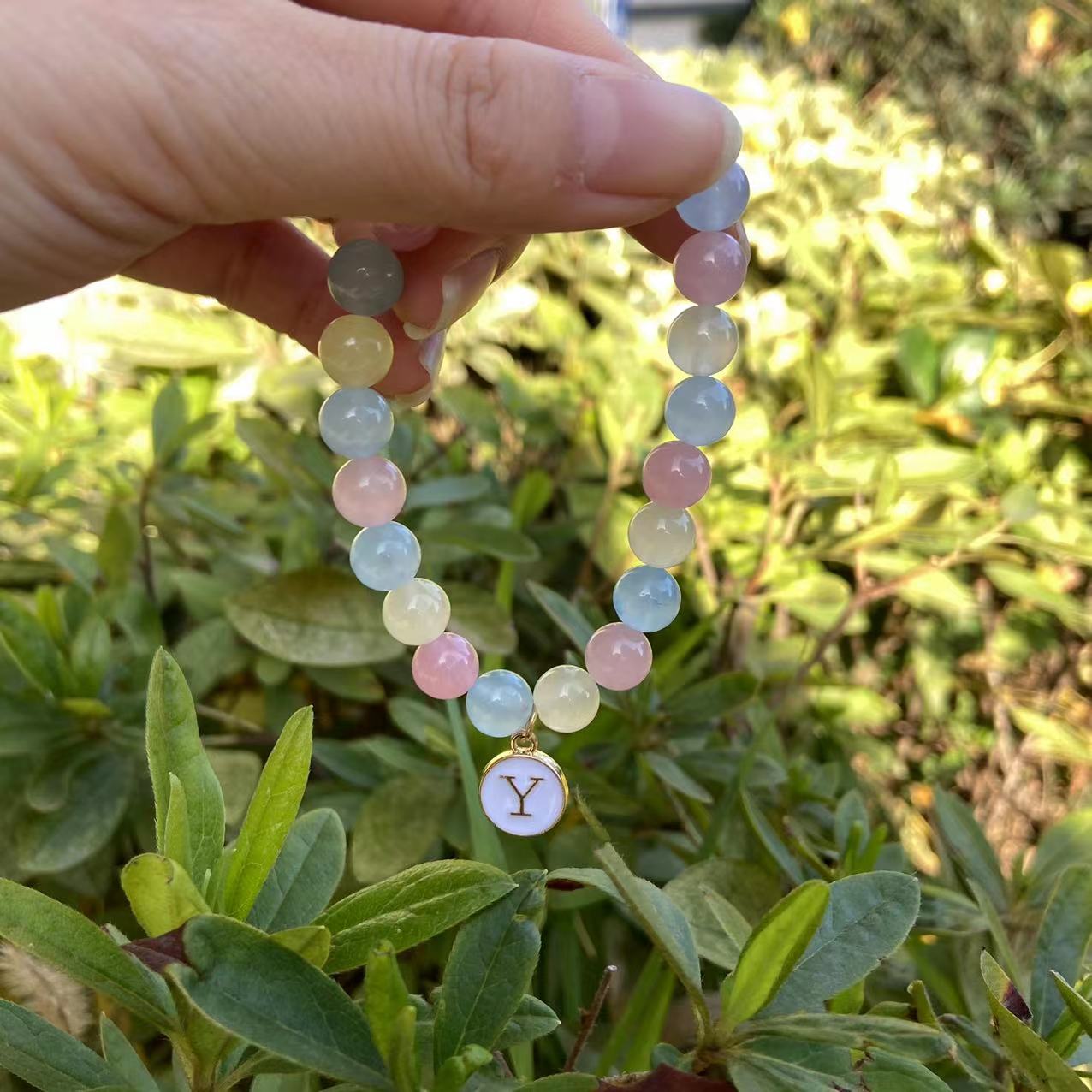 Morganite Bracelet with Letter