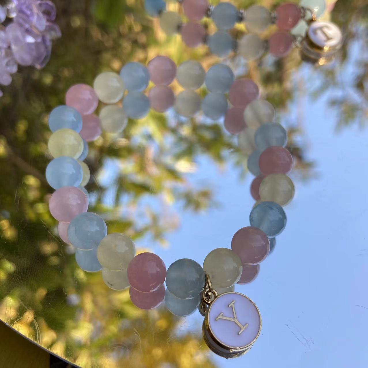 Morganite Bracelet with Letter