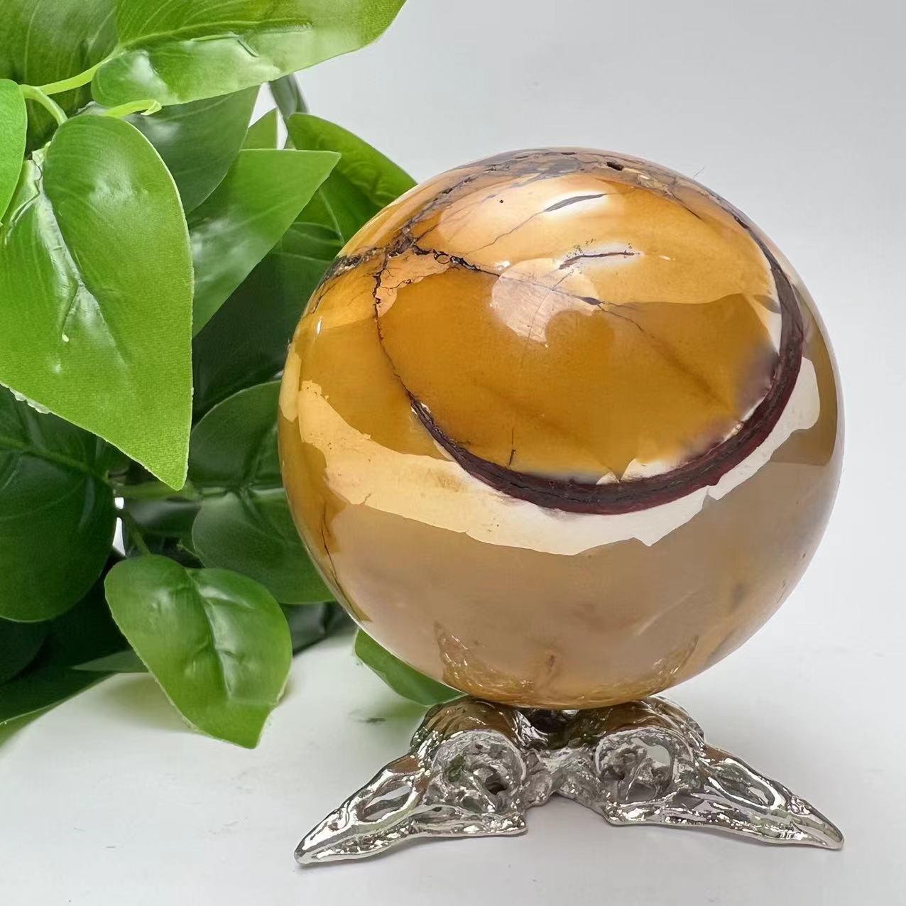 Mookaite Sphere with Raven Holder